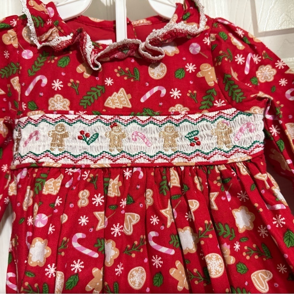 New Bonnie Baby Smocked Christmas address & Diaper Cover - Picture 5 of 10